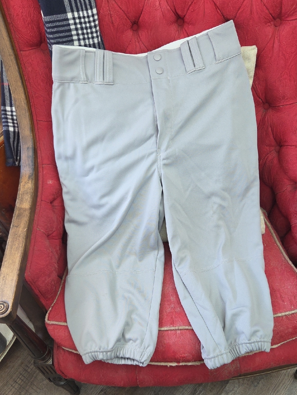 Men's Light Gray Athletic Baseball Pants with Elastic Cuffs